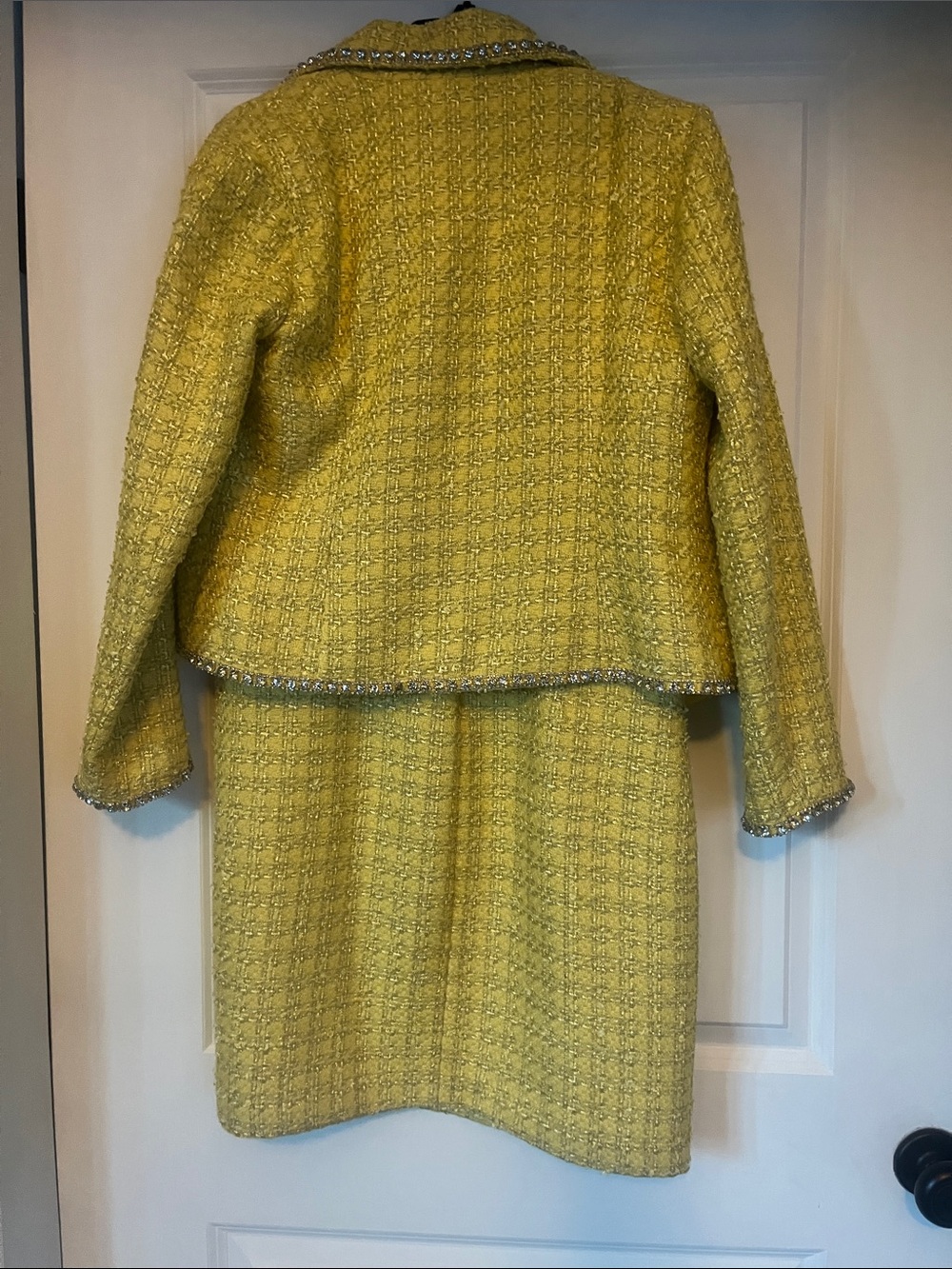 Boston Proper Yellow Tweed Jacket and Dress Set with Embellished Neckline - Picture 4 of 5